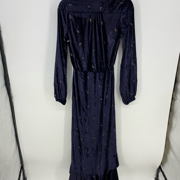 Rococo Sand Velvet Maxi Faux Wrap Dress Sequin Long Sleeve Holiday Party - Picture 9 of 14